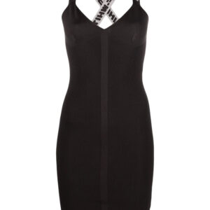 Off-White  logo straps V-neck mini dress