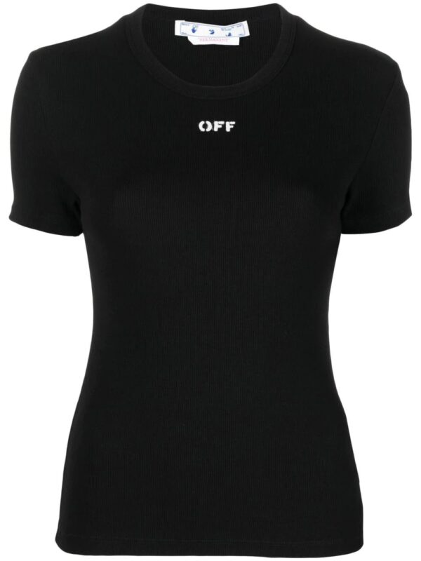 Off-White  logo-print ribbed T-shirt
