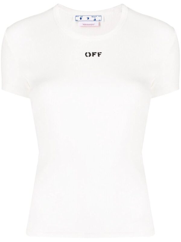 Off-White  logo-print ribbed T-shirt