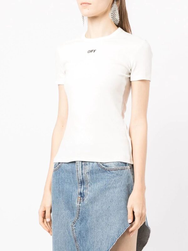 Off-White  logo-print ribbed T-shirt - Image 3
