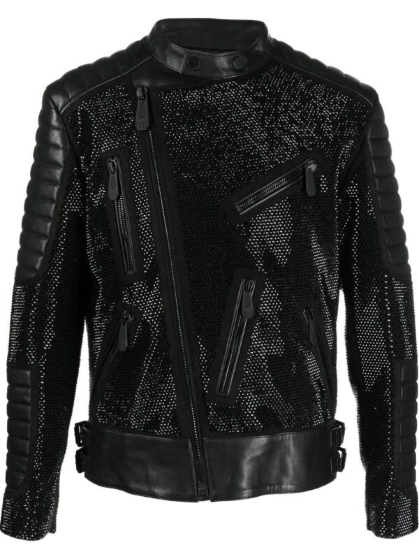 Philipp Plein  leather disco biker jacket