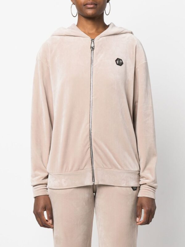 Philipp Plein  skull-appliqué zip-up hoodie Jacket - Image 3