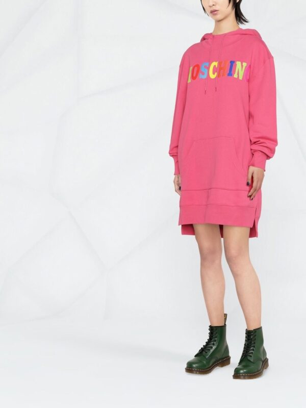 Moschino logo-print hooded dress - Image 3