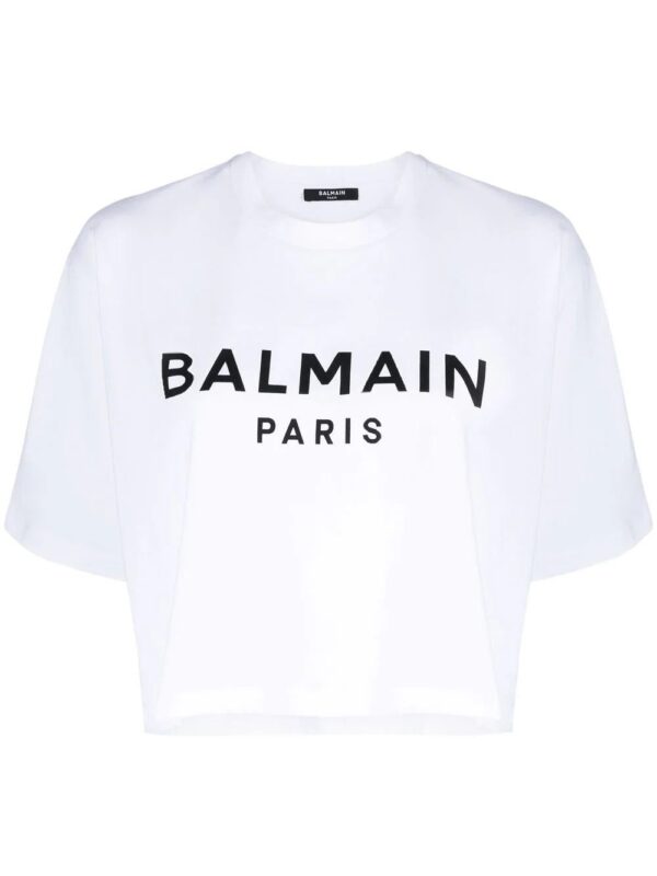 Balmain  cropped logo-print T-shirt