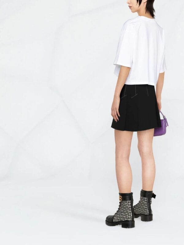 Balmain  cropped logo-print T-shirt - Image 3