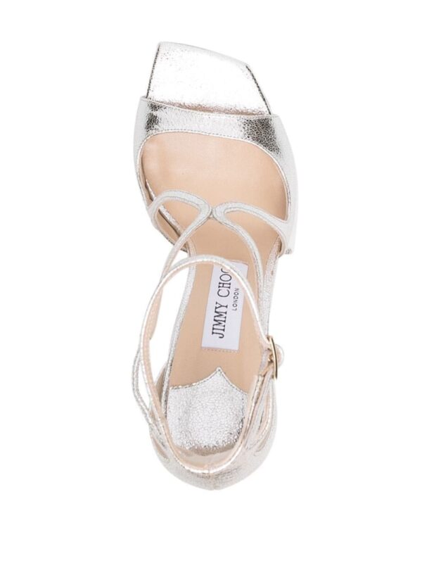 Jimmy Choo  Azia 95mm metallic leather sandals - Image 4