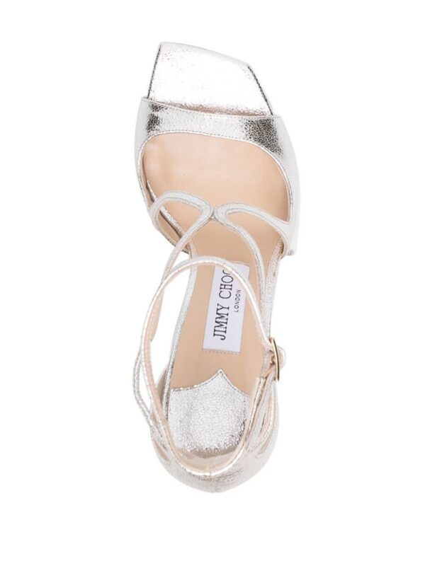 Jimmy Choo  Azia 95mm metallic leather sandals - Image 4
