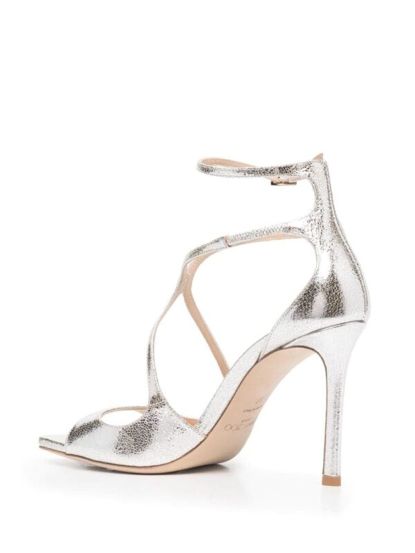 Jimmy Choo  Azia 95mm metallic leather sandals - Image 3