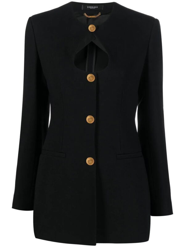 Versace  keyhole-neck fitted blazer
