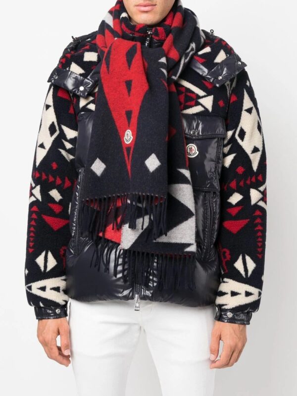 Moncler  geometric pattern wool scarf - Image 2