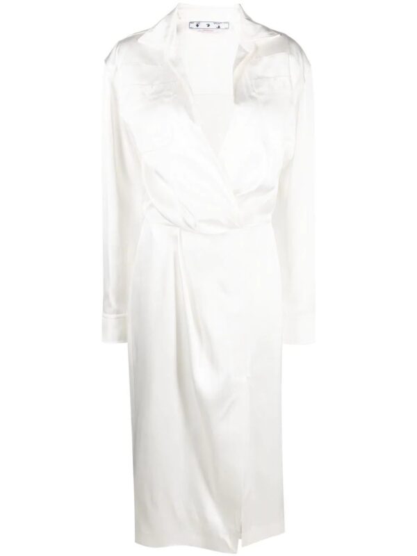Off-White  twist-front satin shirt midi dress