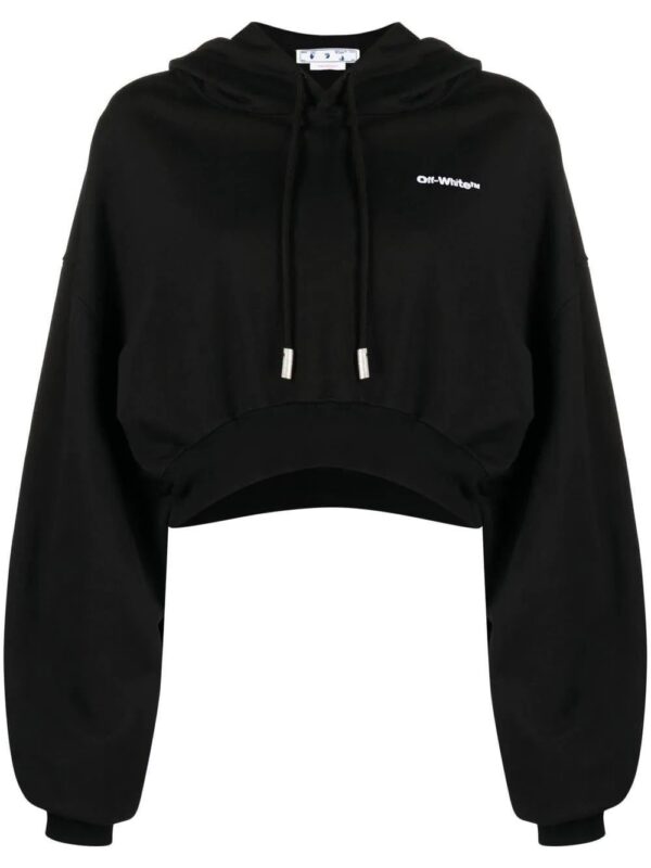 Off-White  embroidered-logo cropped hoodie