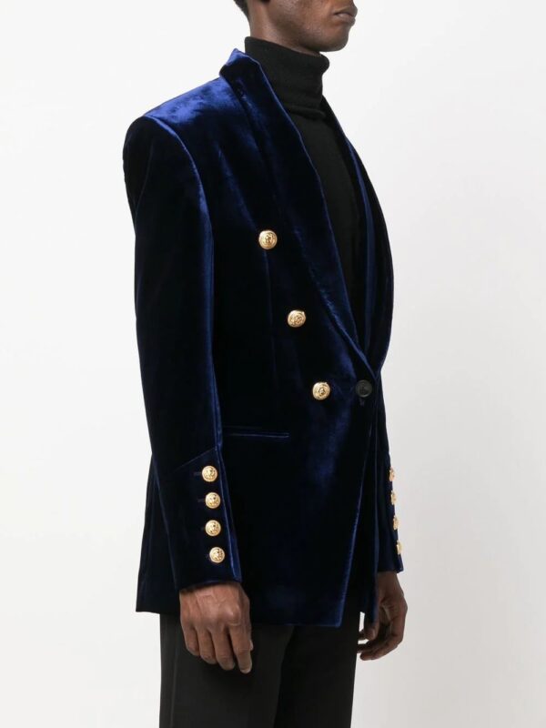Balmain  double-breasted velvet blazer - Image 3