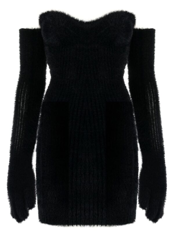 Off-White  Fuzzy Gloves strapless minidress