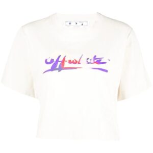 Off-White  logo-print cropped T-shirt
