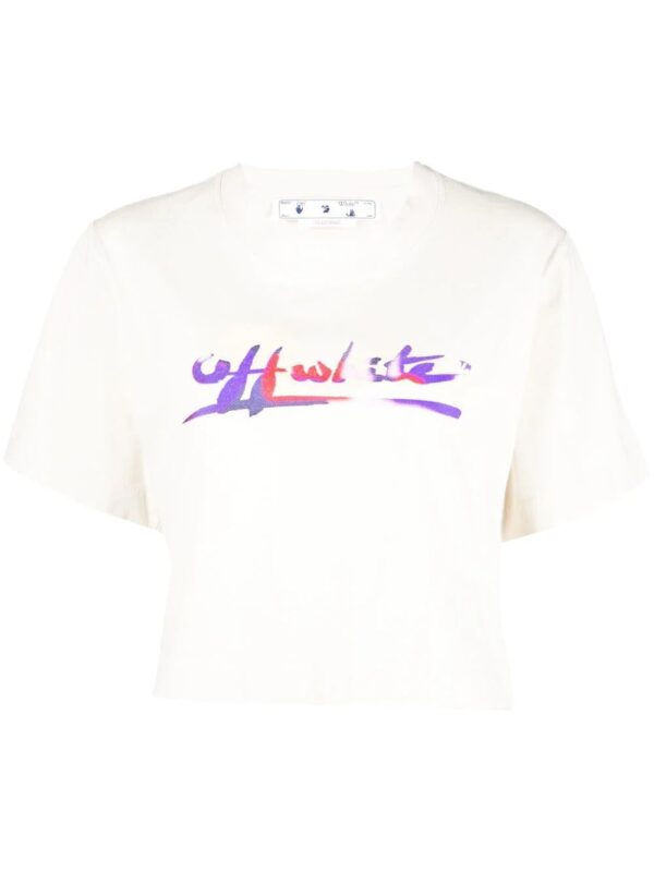 Off-White  logo-print cropped T-shirt