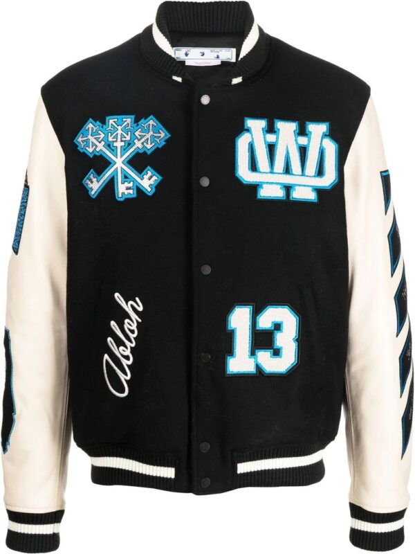 Off-White  logo-patch varsity jacket