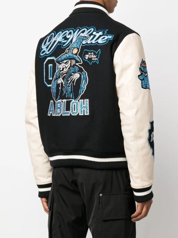 Off-White  logo-patch varsity jacket - Image 4