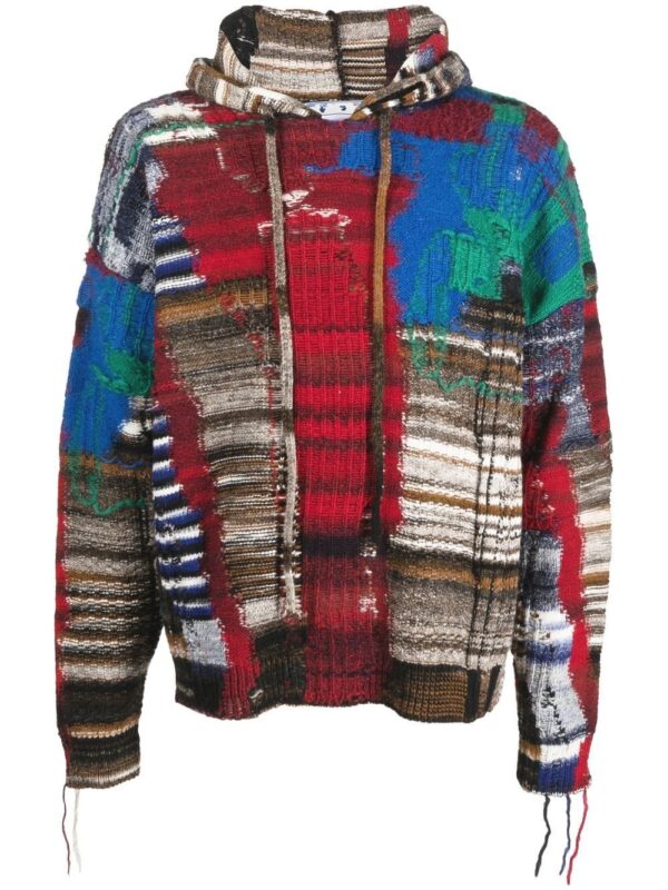 Off-White  Arrow Tab Chaos knitted hoodie