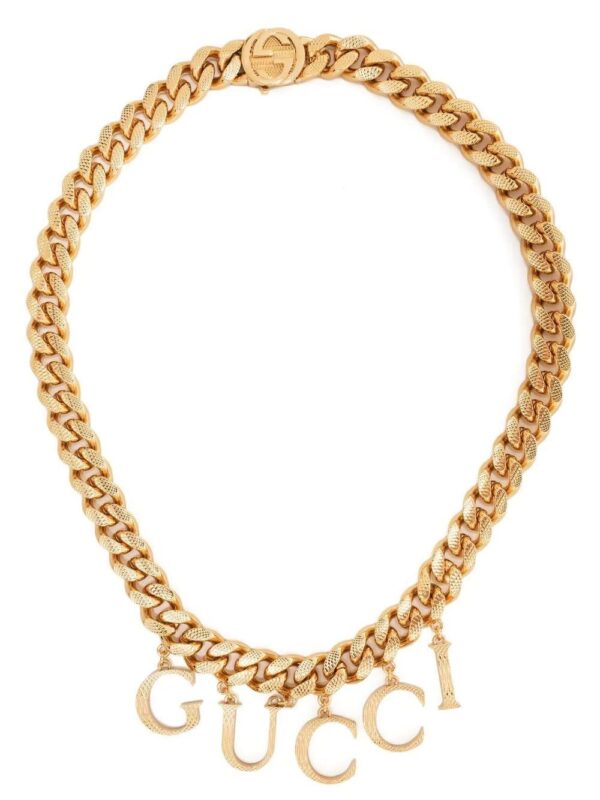 Gucci  logo-charm chain necklace