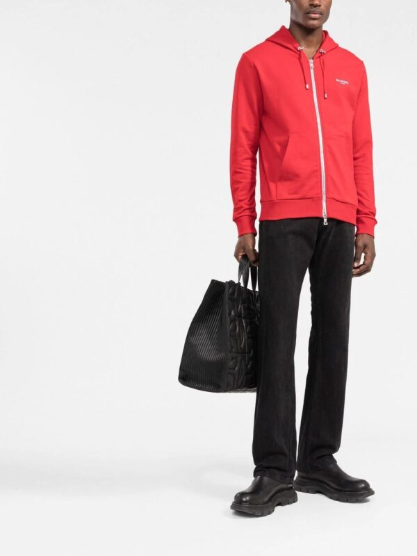Balmain  logo-lettering hoodie - Image 2