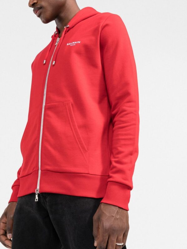 Balmain  logo-lettering hoodie - Image 3