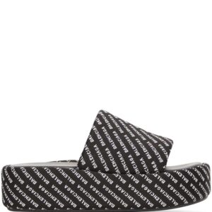 Balenciaga  all-over logo-print platform slides