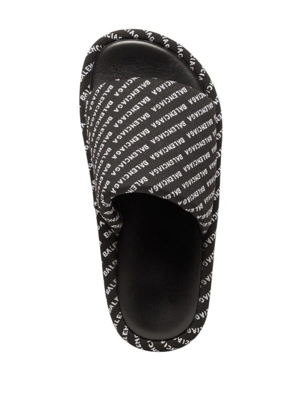 Balenciaga  all-over logo-print platform slides - Image 3