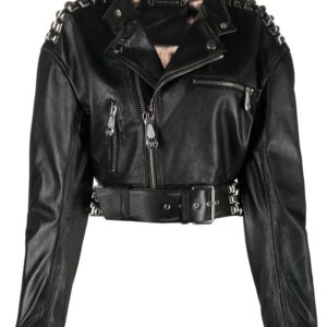 Philipp Plein  rock-stud cropped leather jacket