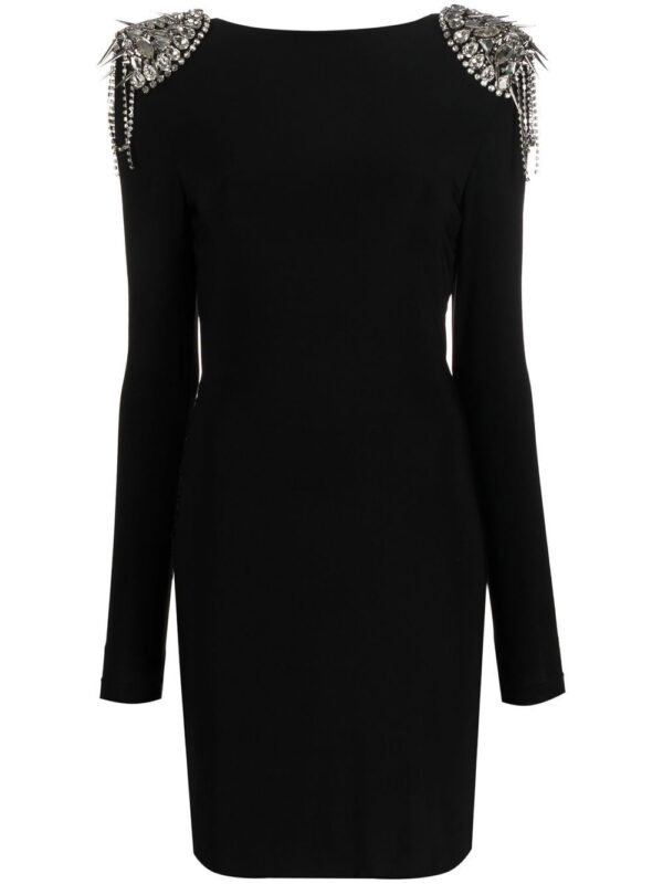 Philipp Plein crystal-shoulder long sleeve dress - Image 7