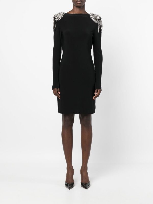 Philipp Plein crystal-shoulder long sleeve dress