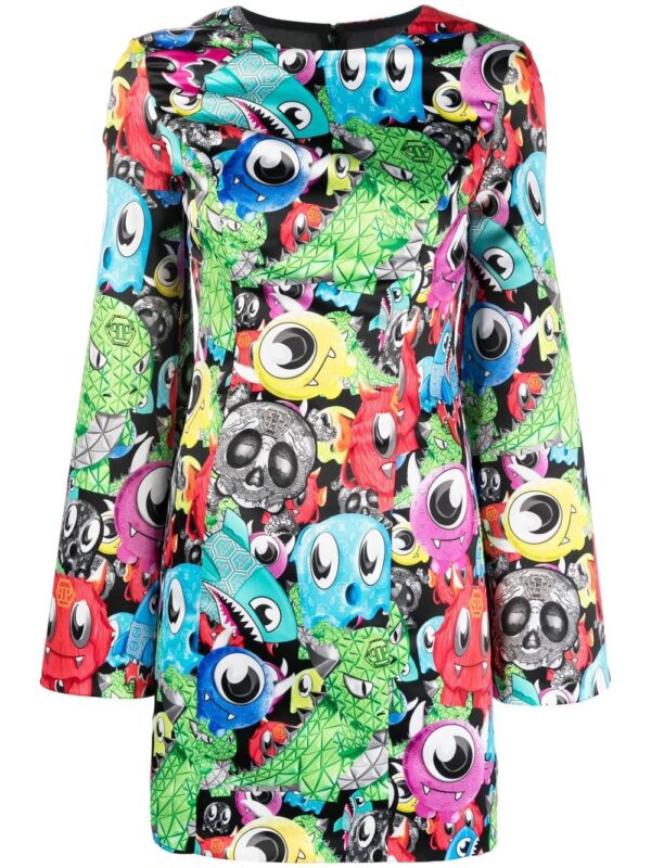 Philipp Plein graphic-print long-sleeve dress