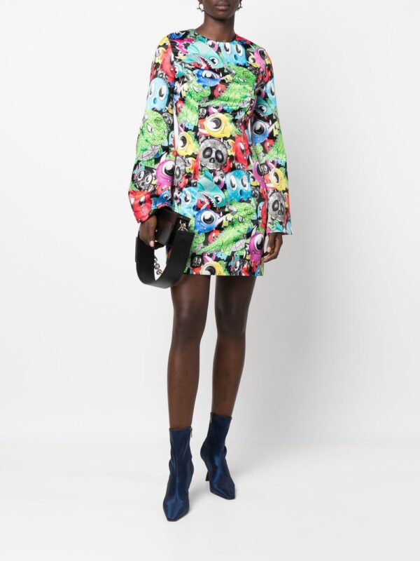 Philipp Plein graphic-print long-sleeve dress - Image 4