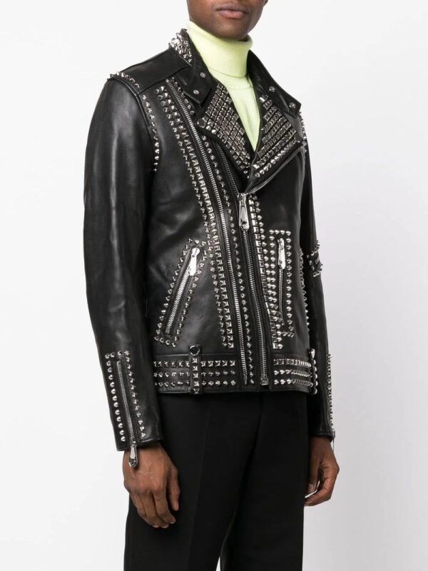 Philipp Plein  Rockstud-embellished leather biker jacket - Image 3