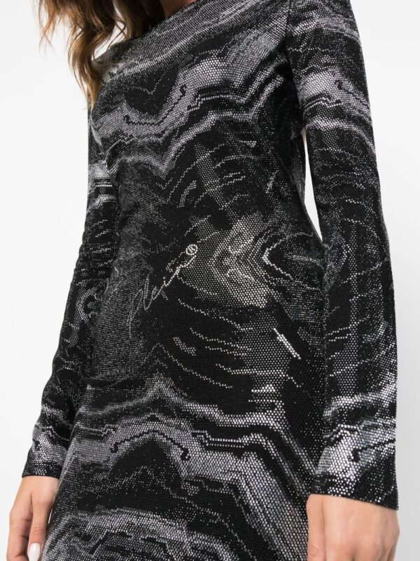 Philipp Plein rhinestone-embellished long-sleeve dress - Image 5
