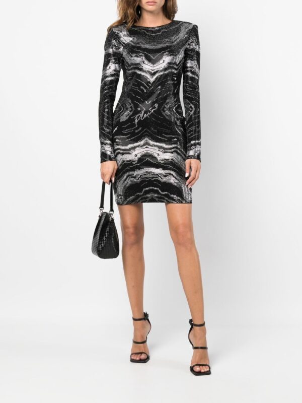Philipp Plein rhinestone-embellished long-sleeve dress - Image 4