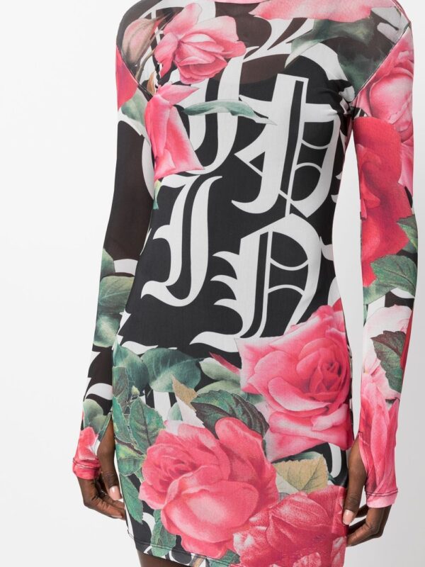 Philipp Plein logo-print semi-sheer mini dress - Image 5