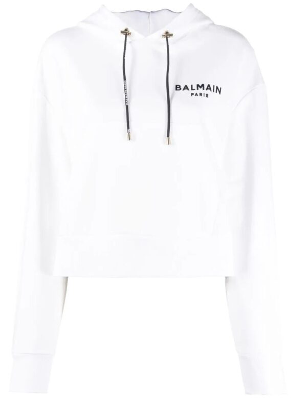 Balmain  logo-print cropped hoodie