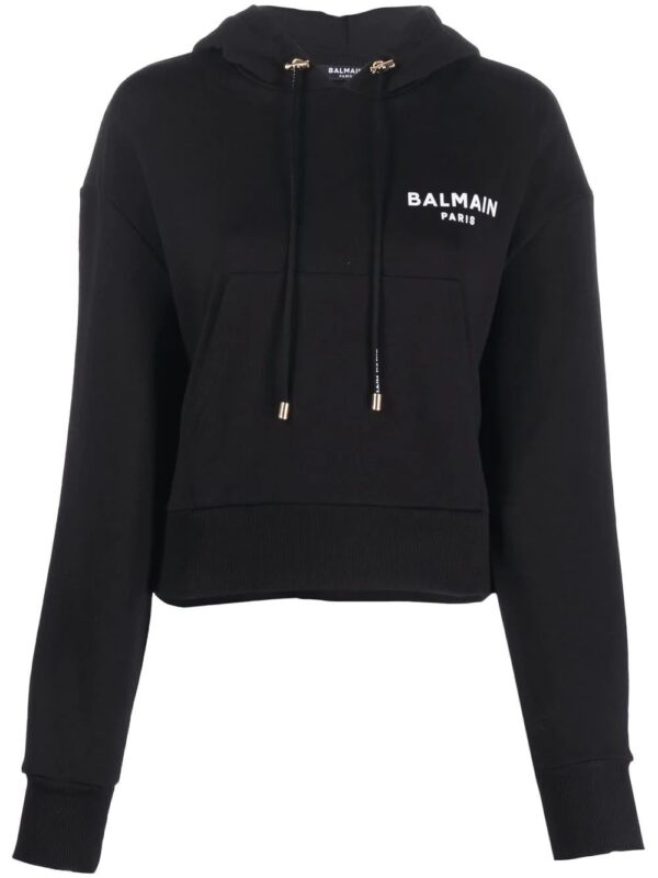Balmain  logo print drawstring hoodie