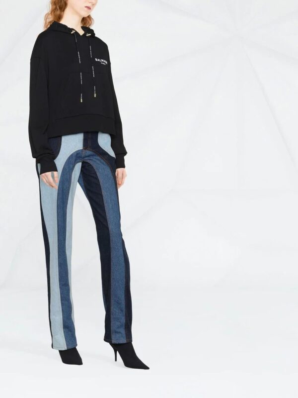 Balmain  logo print drawstring hoodie - Image 2
