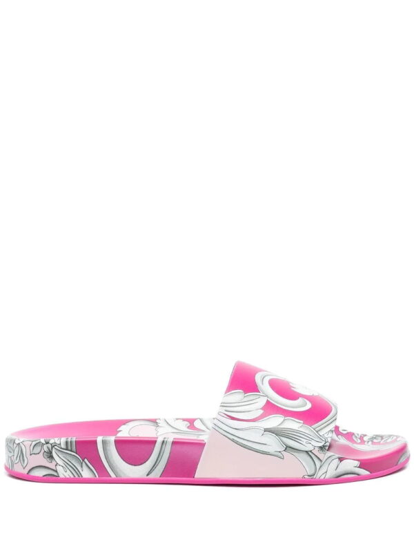 Versace  Silver Baroque pool slides