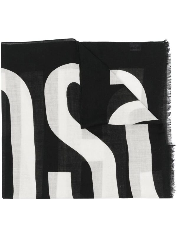 Moschino  logo-print frayed-edge scarf