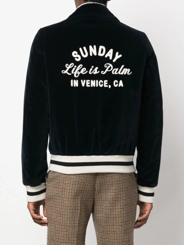 Palm Angels  logo-embroidered velvet jacket - Image 4