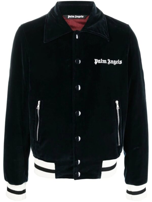 Palm Angels  logo-embroidered velvet jacket