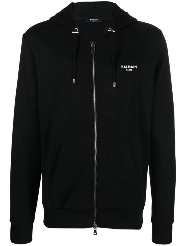 Balmain  logo-print zipped hoodie