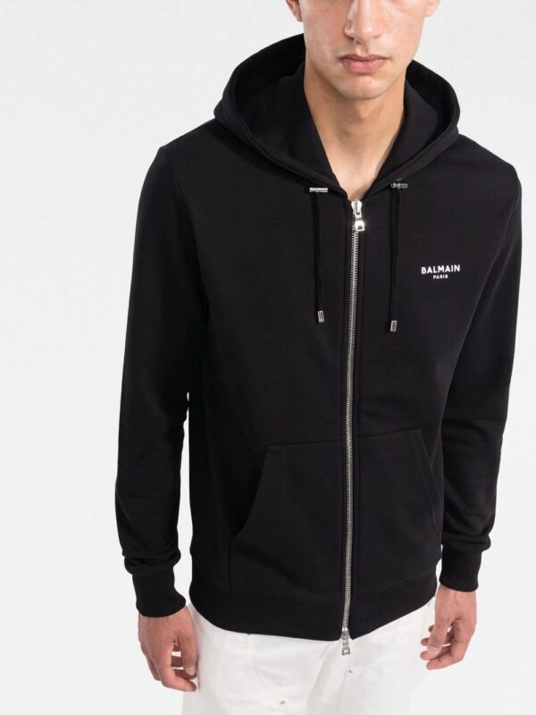 Balmain  logo-print zipped hoodie - Image 3