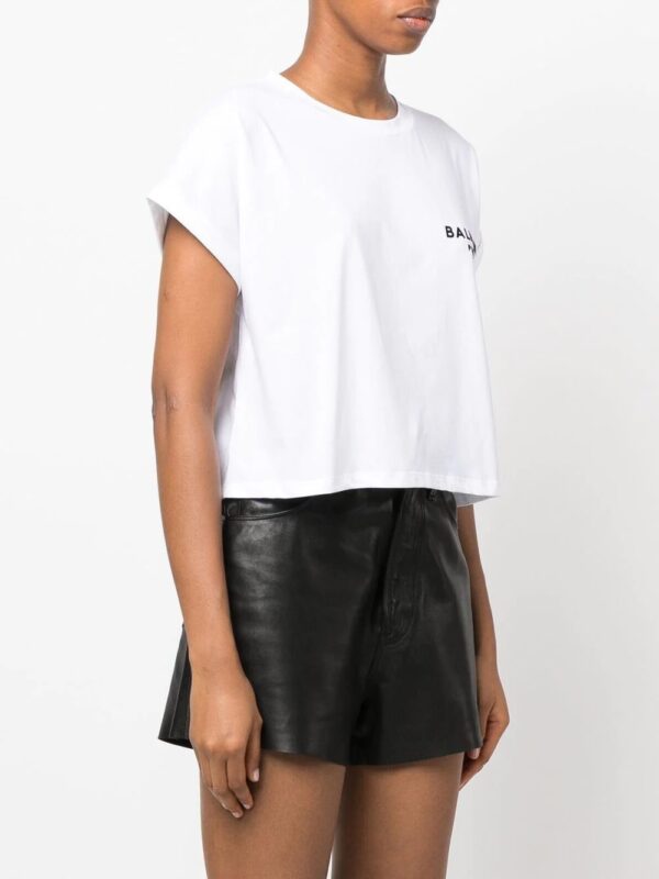 Balmain  logo-print cropped T-shirt - Image 3