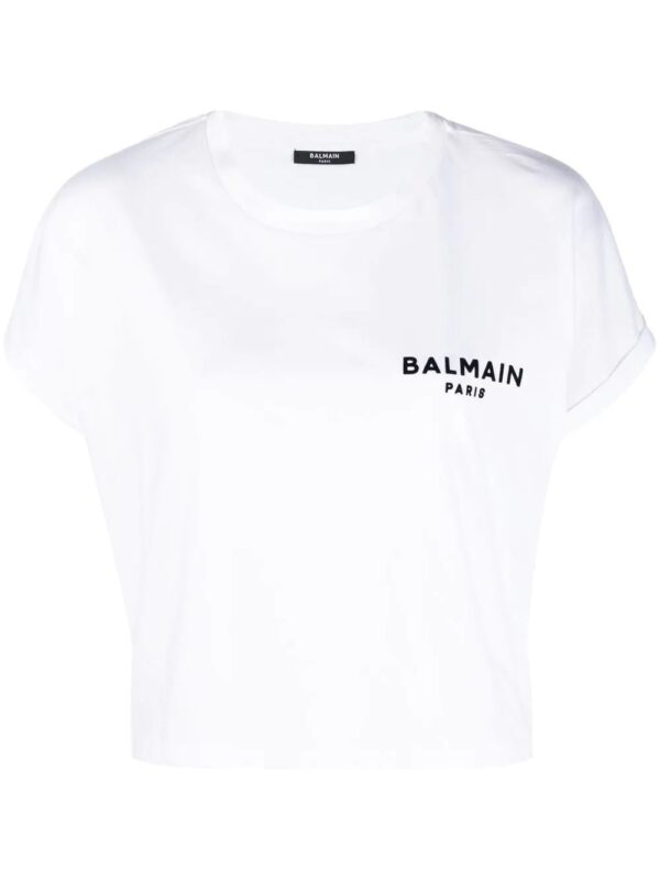 Balmain  logo-print cropped T-shirt