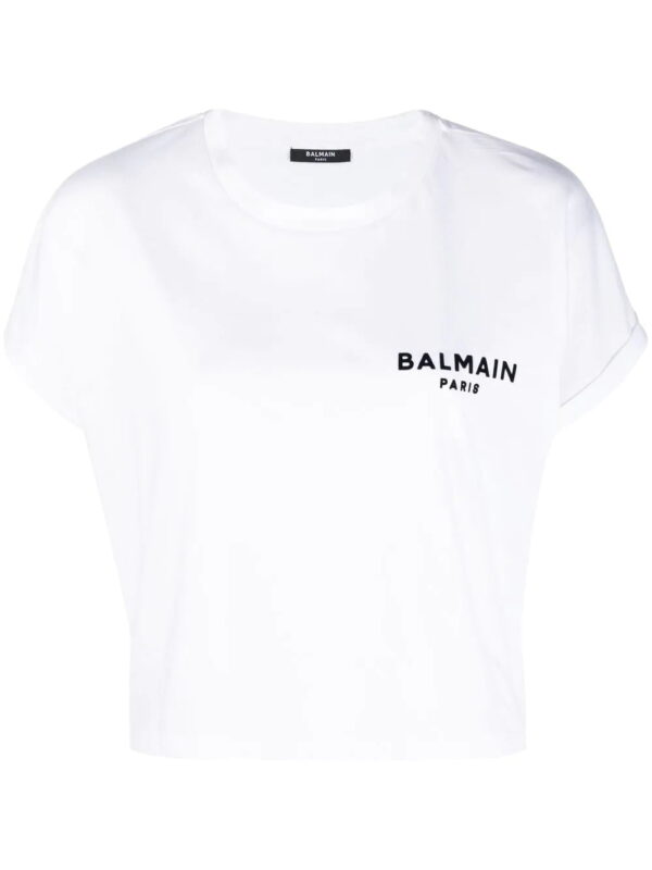 Balmain  logo-print cropped T-shirt