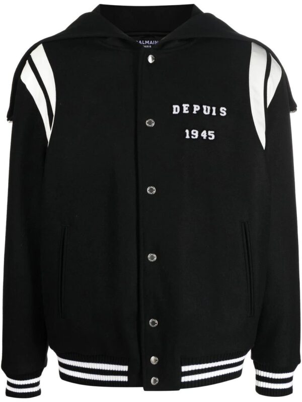 Balmain  hooded wool varsity jacket